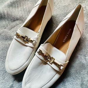 Marc Fisher Cream Loafers with Gold Accent